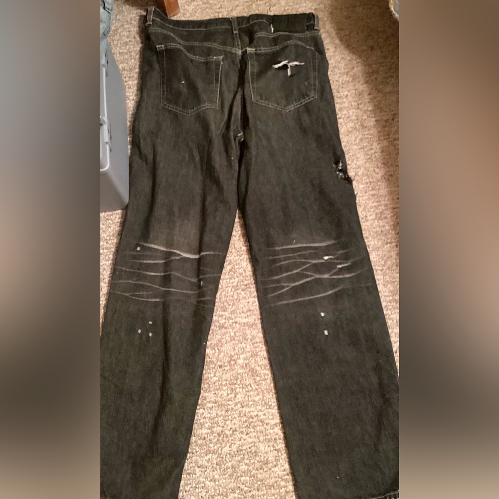 👖Calvin Klein Distress Vintage Black Hole Jeans 33 - Picture 6 of 16